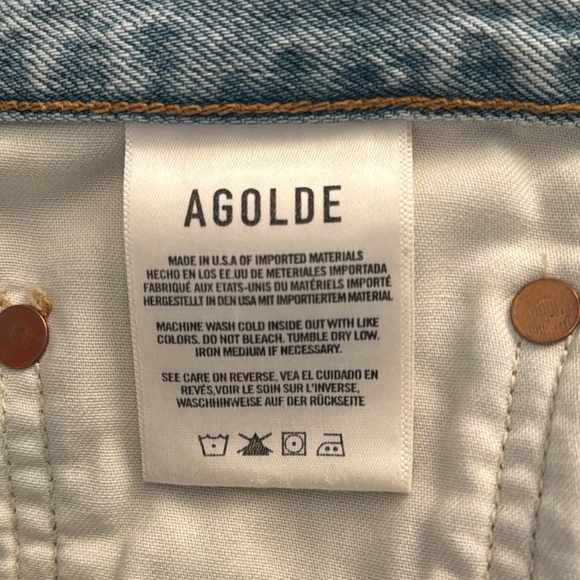 Agolde Light Blue Wash Riley High Rise Straight Distressed Jeans Size 34 NWT - Picture 11 of 12